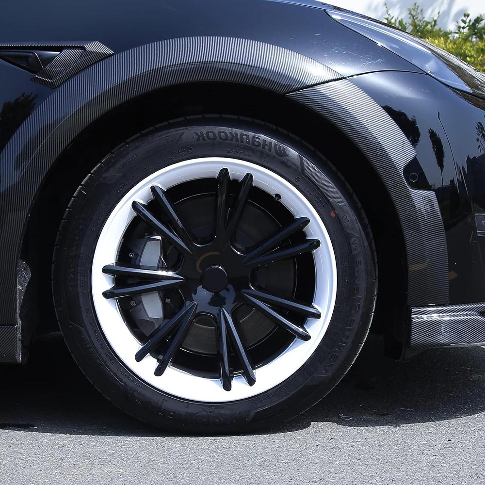Tesla Model Y Wheel Covers Hub Caps (19 in) - B&W - 4