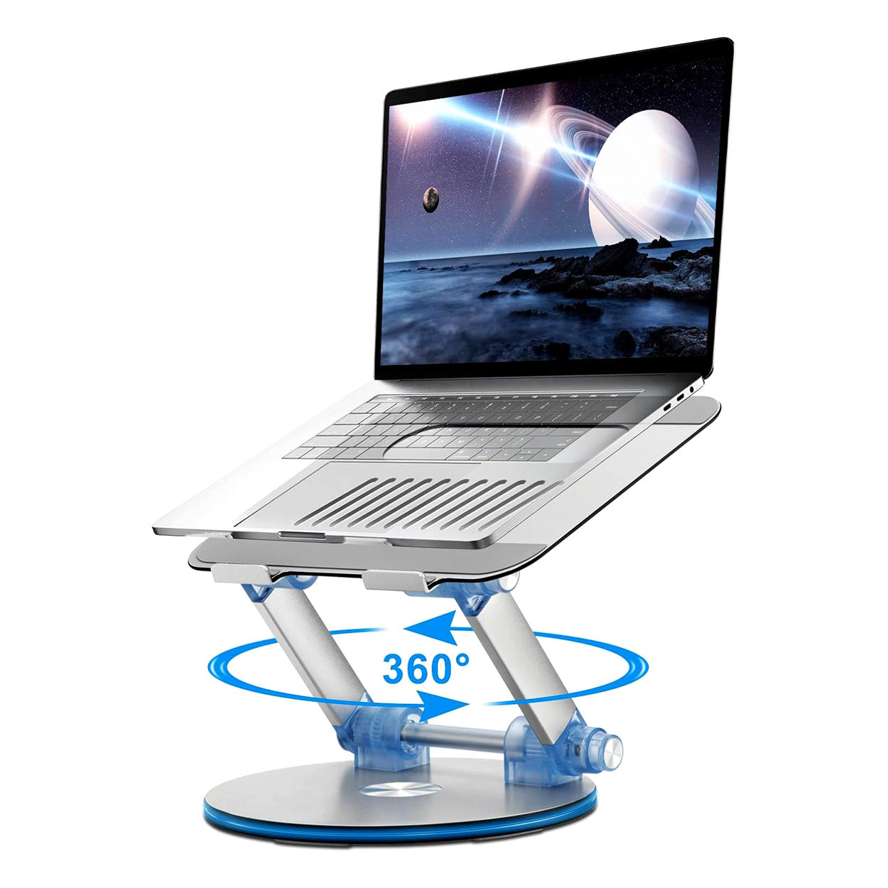 Ergonomic Laptop Stand with 360 Rotating Base and Adjustable Tilt
