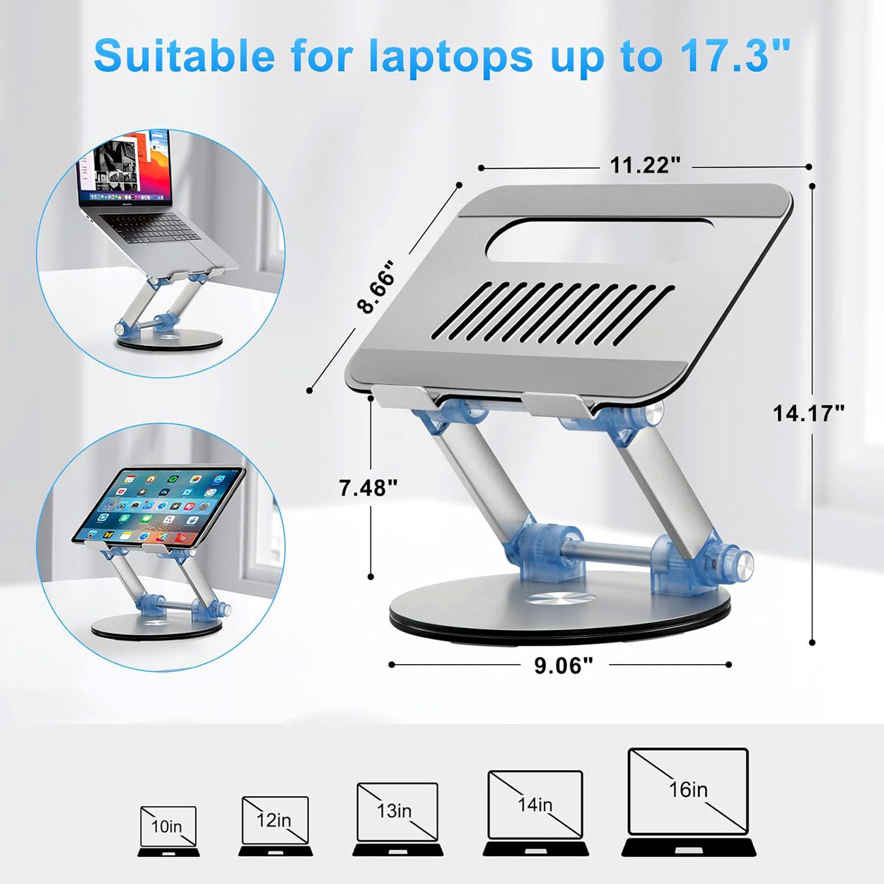 Ergonomic Laptop Stand with 360 Rotating Base and Adjustable Tilt - 2