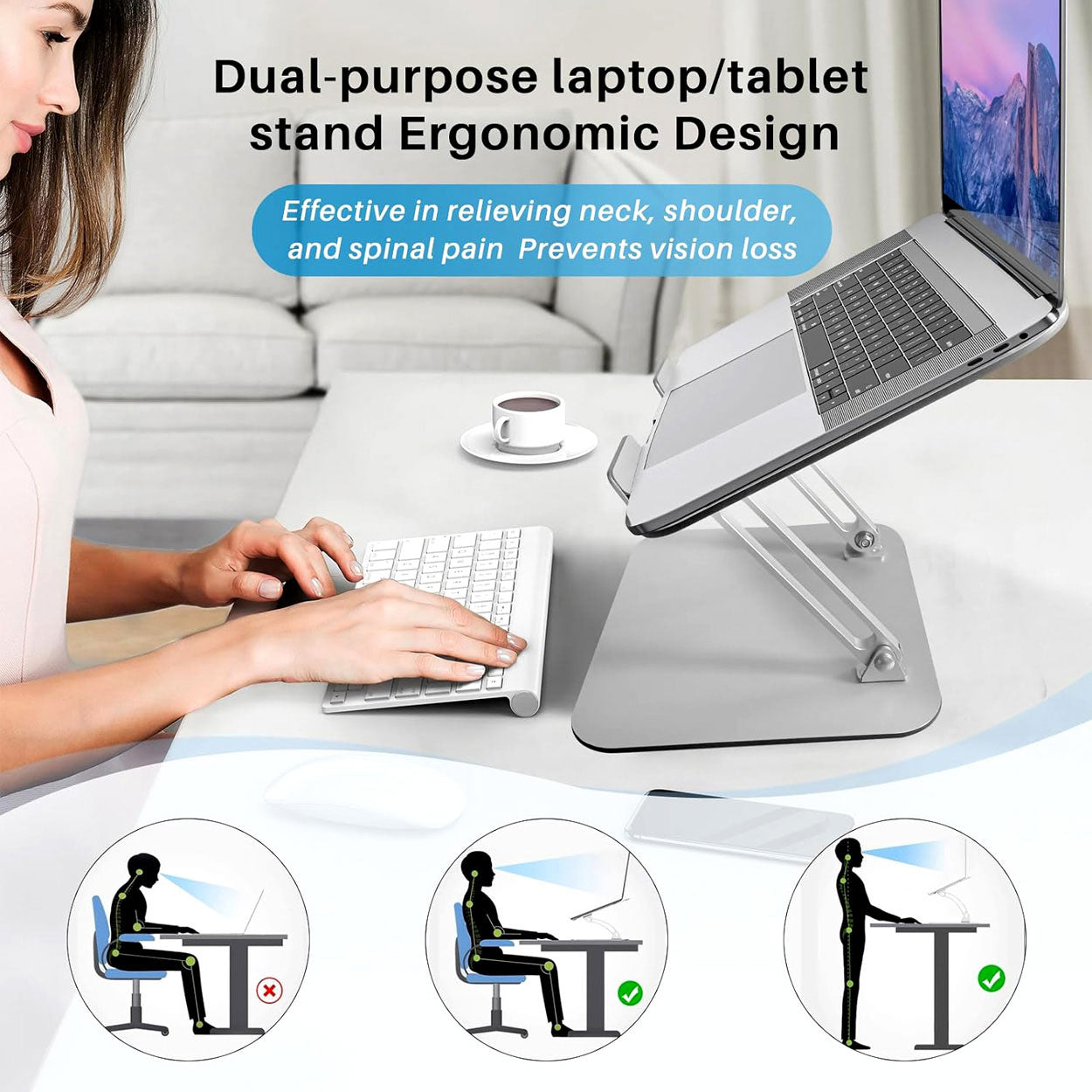 Ergonomic Laptop Stand with Adjustable Height - 2