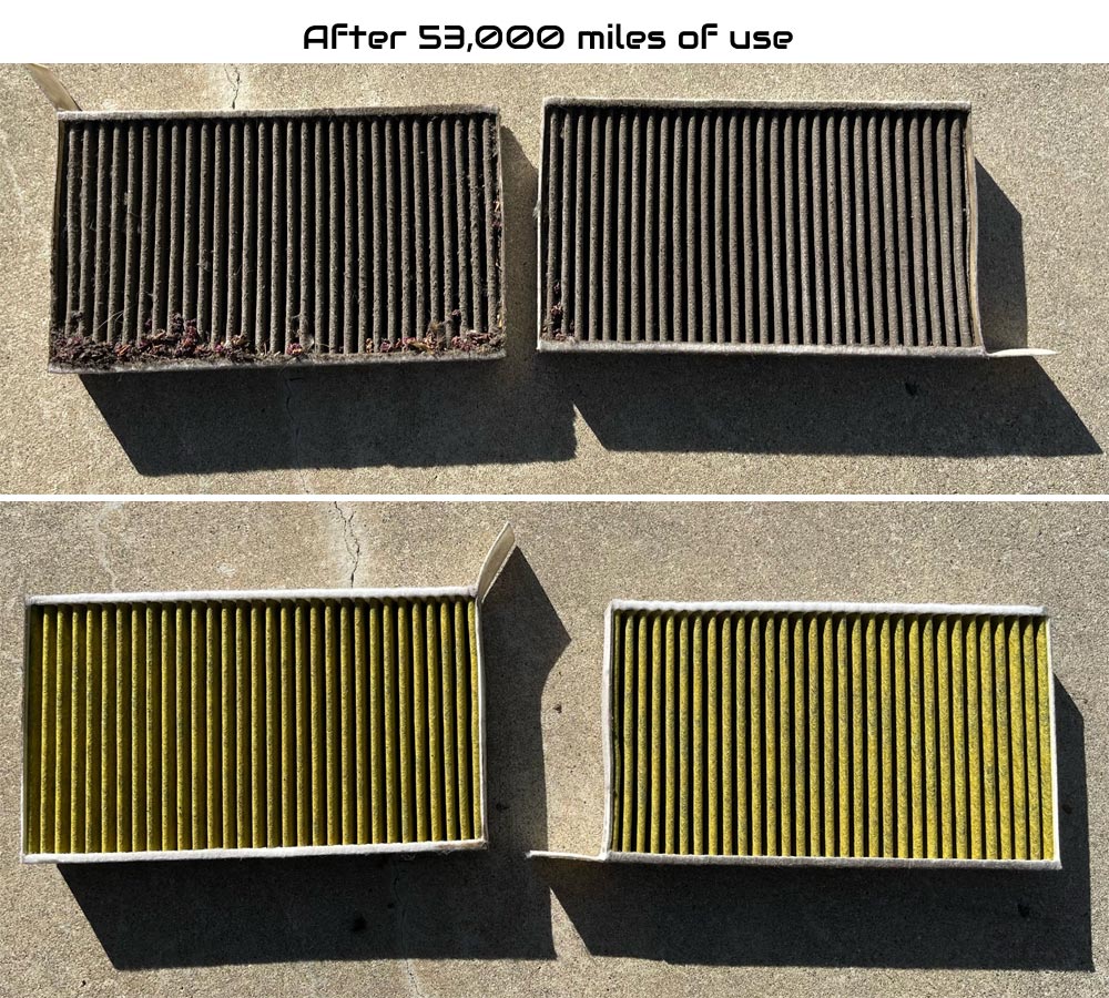 Original Tesla A/C filters after 53,000 miles of use