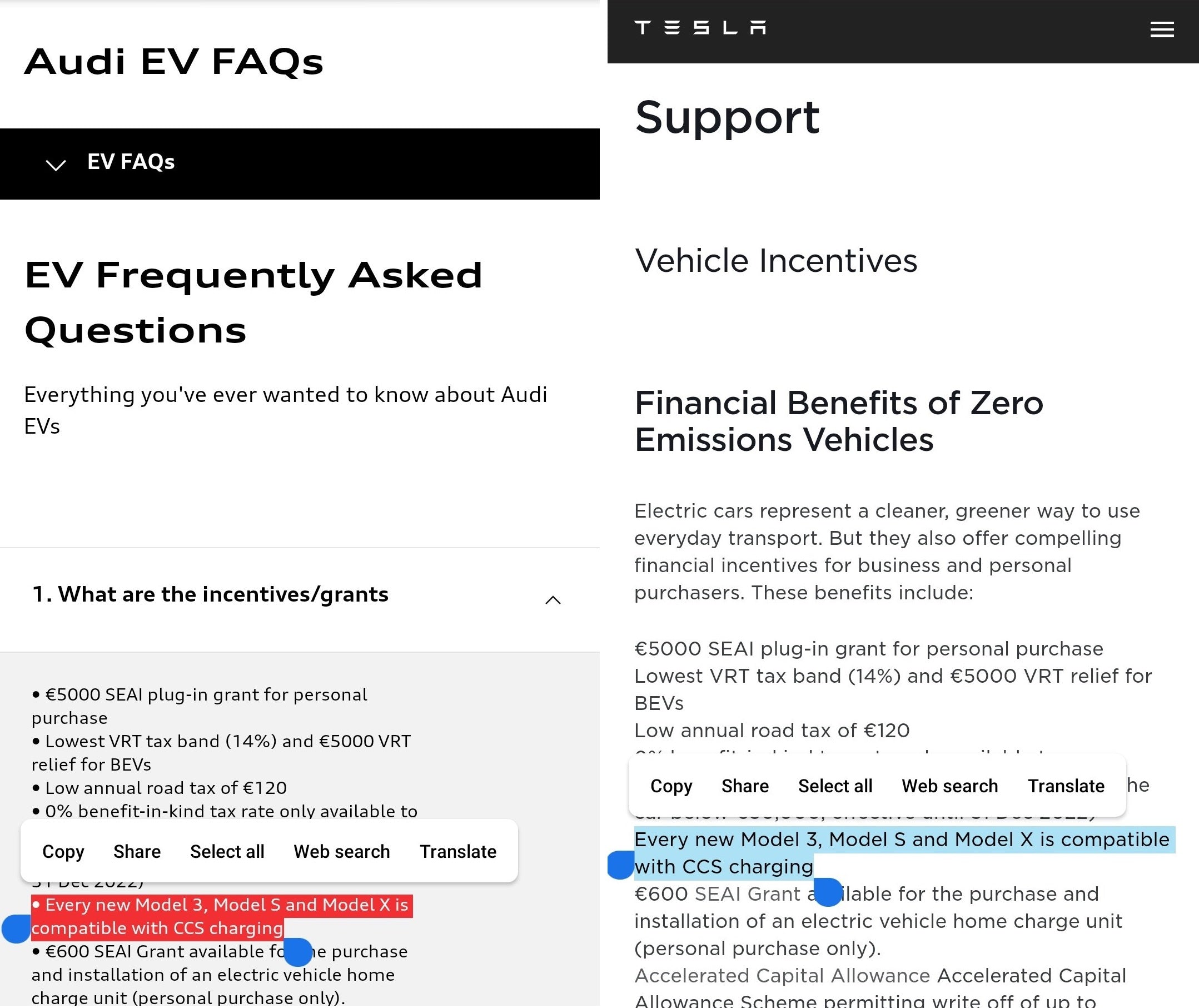 Audi Simply “Copy & Paste” Tesla Website Description