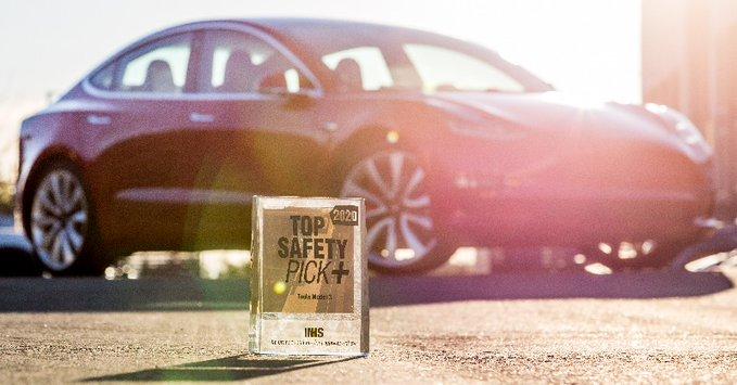 Tesla Model 3 earns the 2020 IIHS Top Safety Pick+ Award