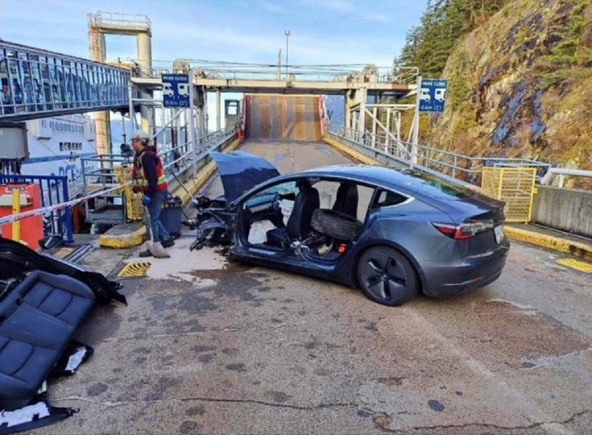 Driver at Fault in Tesla Model 3 Ferry Terminal Crash in Vancouver, Says PD