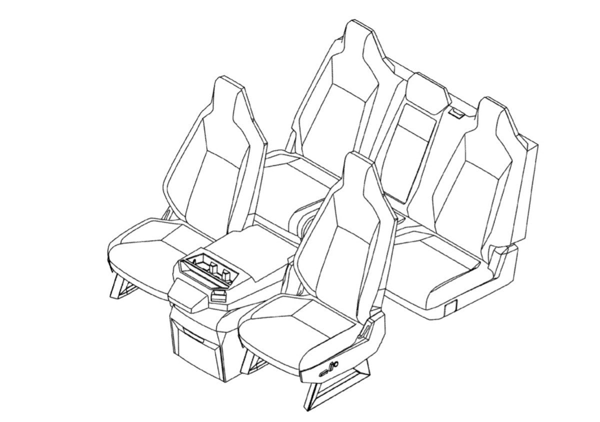 Tesla Was Granted a Patent for Cybertruck Folding Seats Design