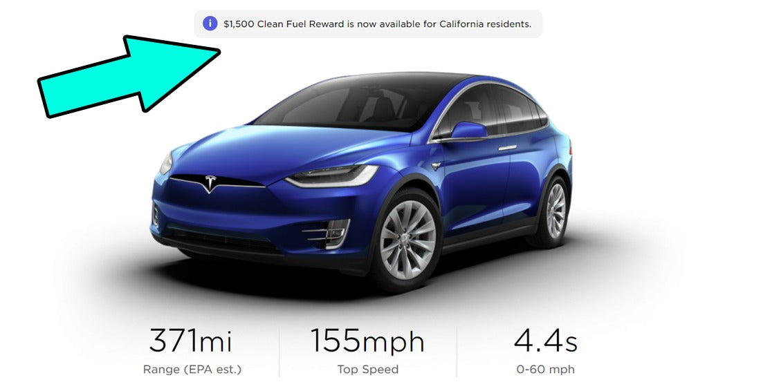 Tesla Model S 3 X Y in California Now Eligible for Additional $1,500 'Clean Fuel Reward,' With No Income/Price Limits