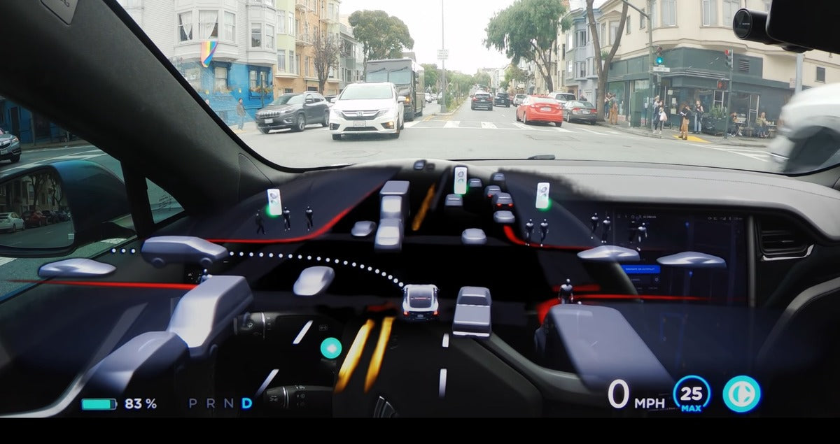 Tesla FSD Beta Perfectly Handles Unprotected Turn in Downtown SF with Major Obstruction