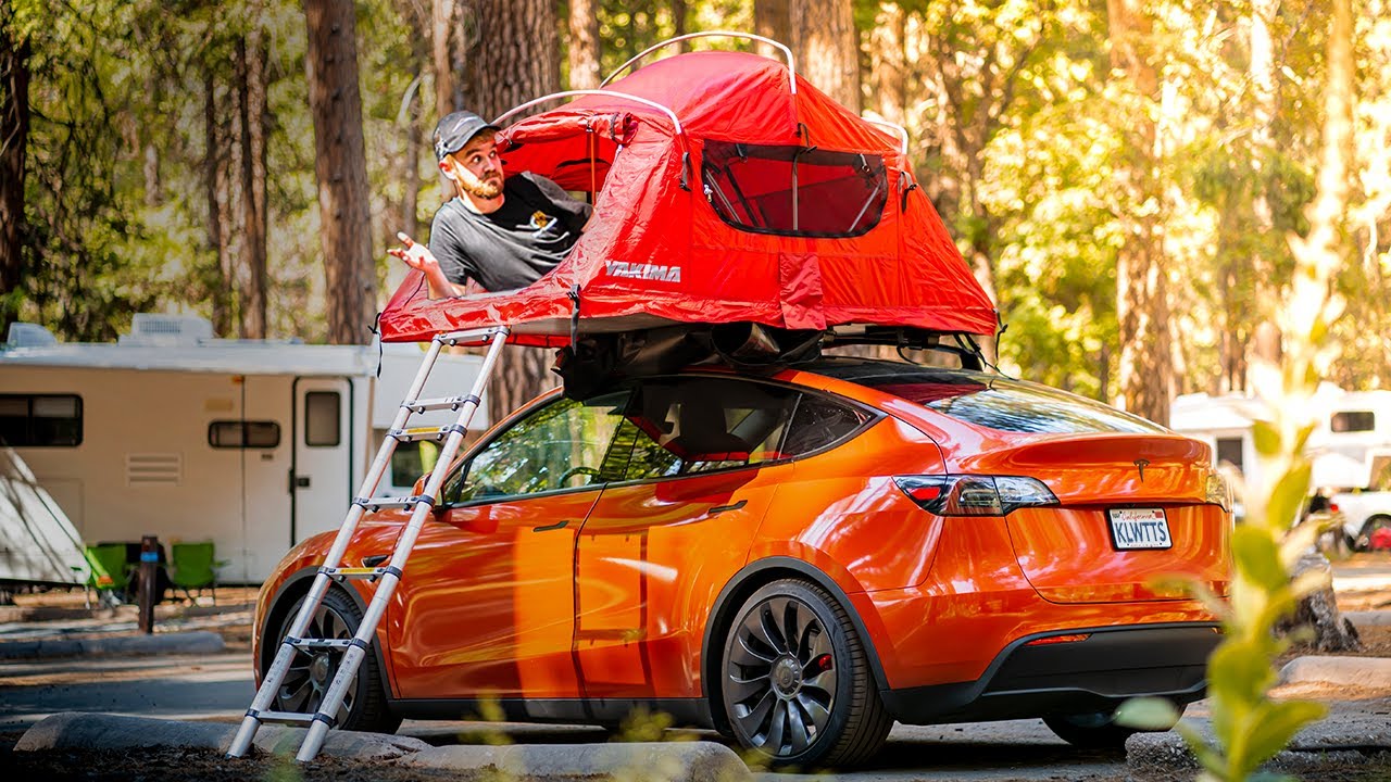 Tesla Model Y Owner Shares How to Camp on Top of New Vehicle