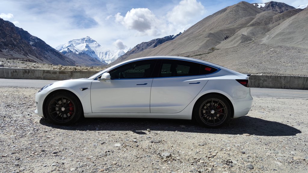 First Tesla Model 3 to Journey to Mount Everest from Shenzhen China in Total of 5500km