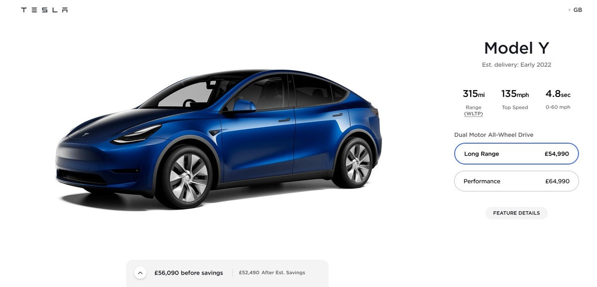 Tesla Launches Online Order Configurator for Model Y in UK to Begin Shipping Early 2022