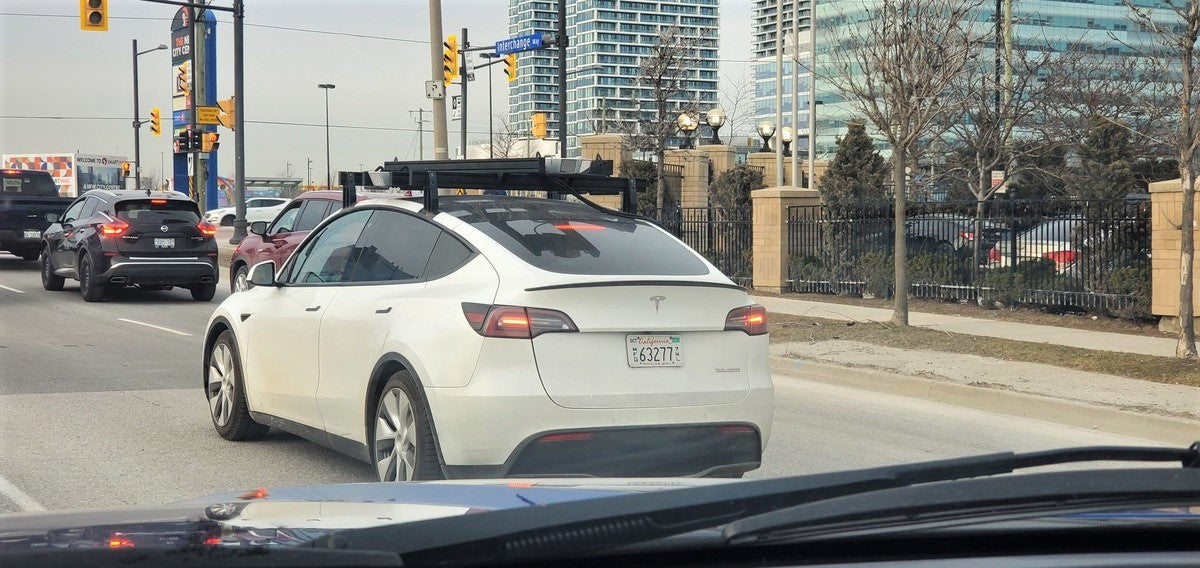 Tesla Model Y with LiDAR Retrofit for Calibration Spotted in Canada