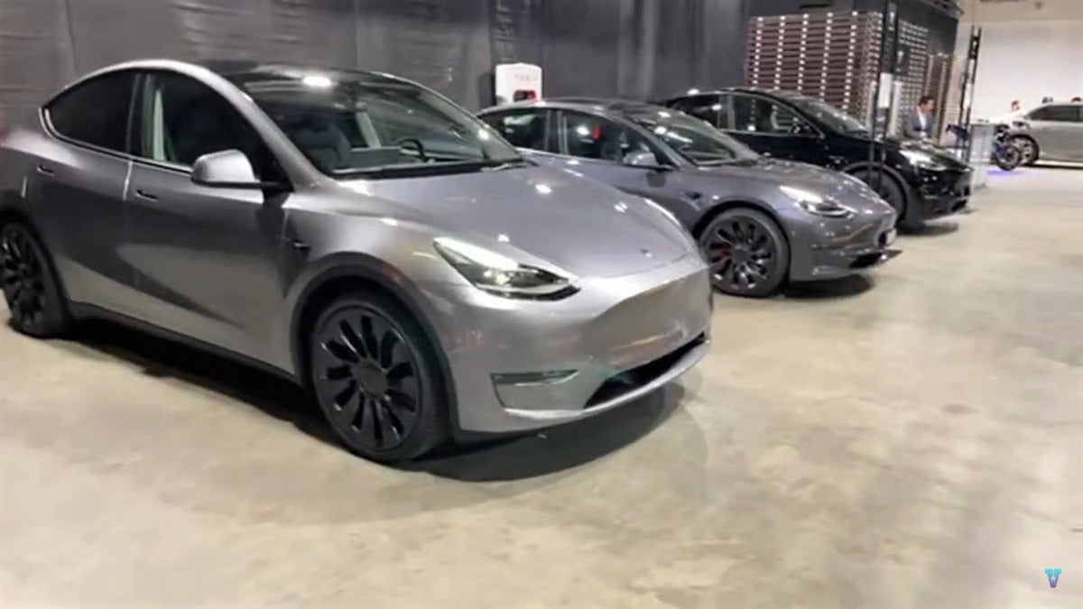 Tesla Model Y in Quicksilver Color Showcases for First Time at Auto Zürich