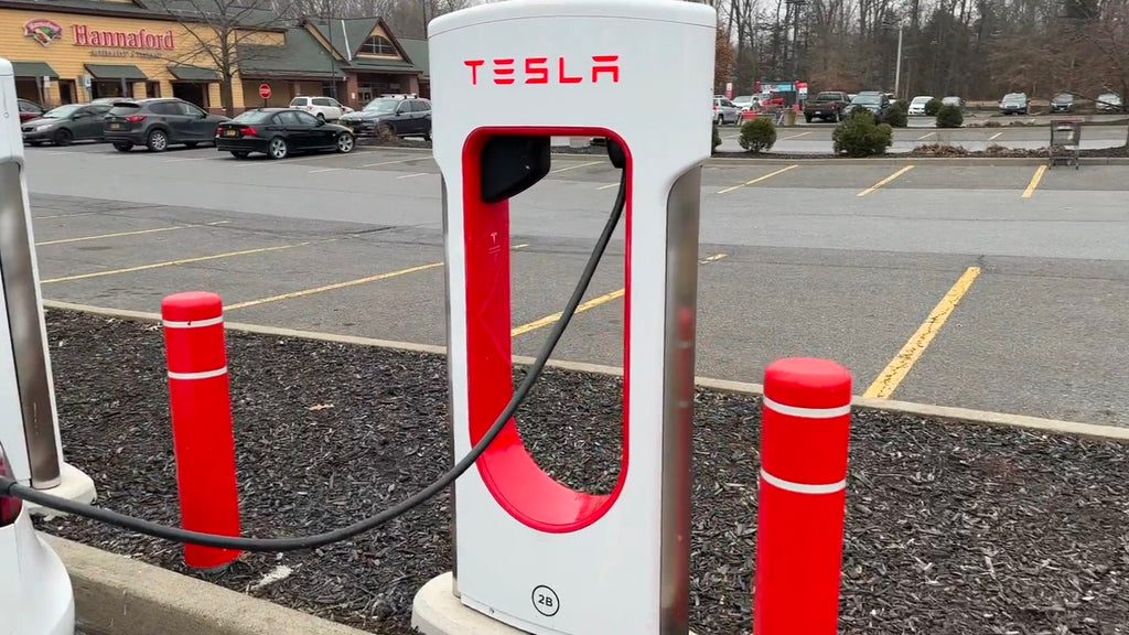 First Tesla Supercharger with 'Magic Dock' for non-Tesla electric cars  spotted in the US
