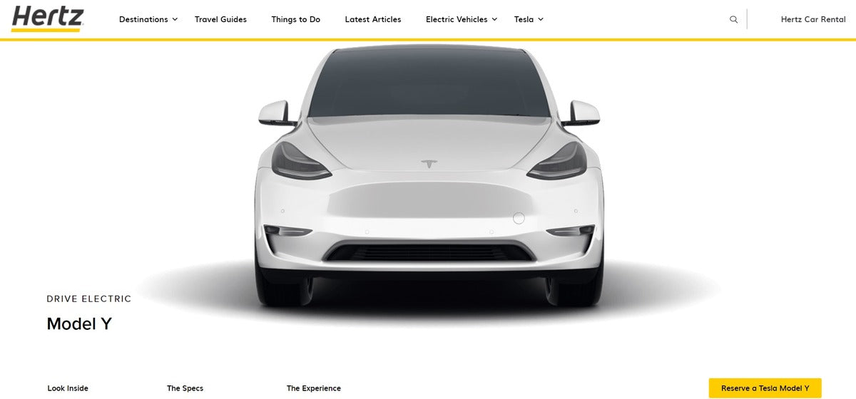 Tesla Model Y Added to Hertz Fleet, Expanding Choice for Customers