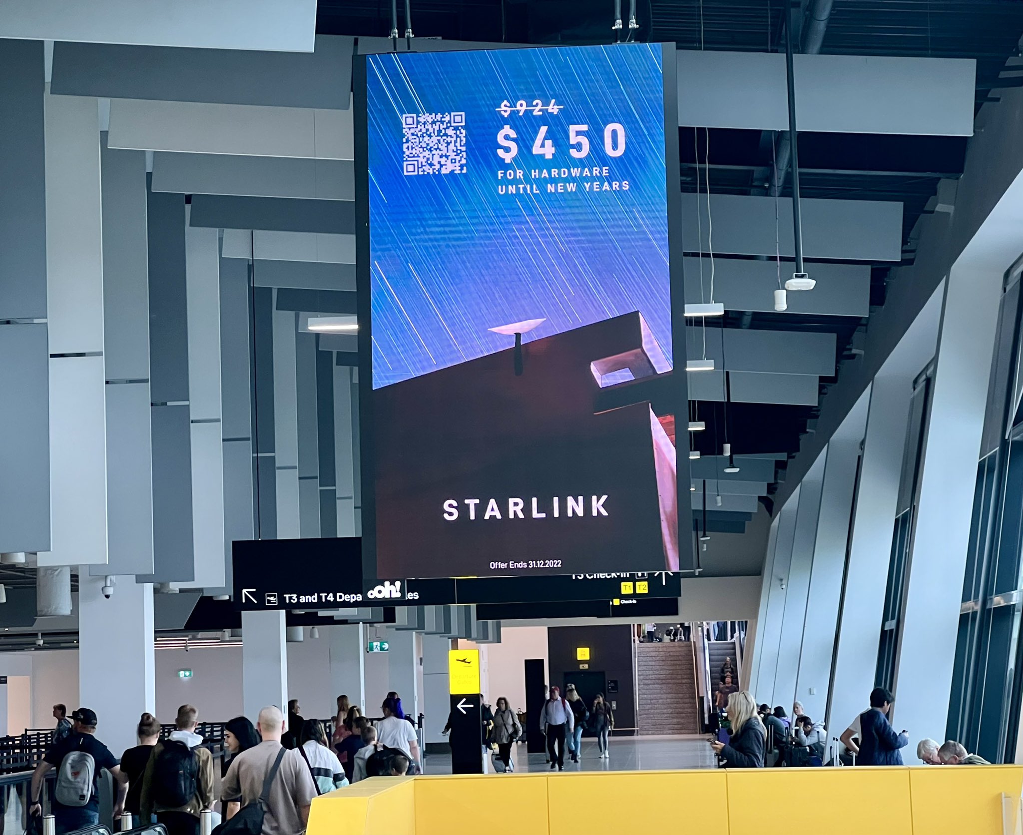 SpaceX displays Starlink discount advertisement at an Airport in Australia