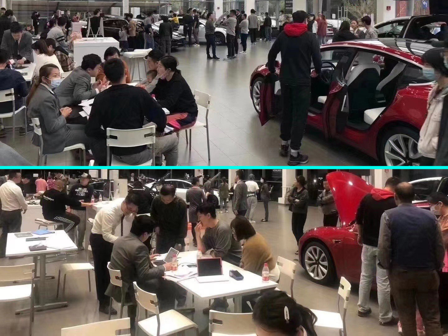 Tesla Stores in Shanghai Continue to Flood with New Buyers Day & Night After New Policy Implemented