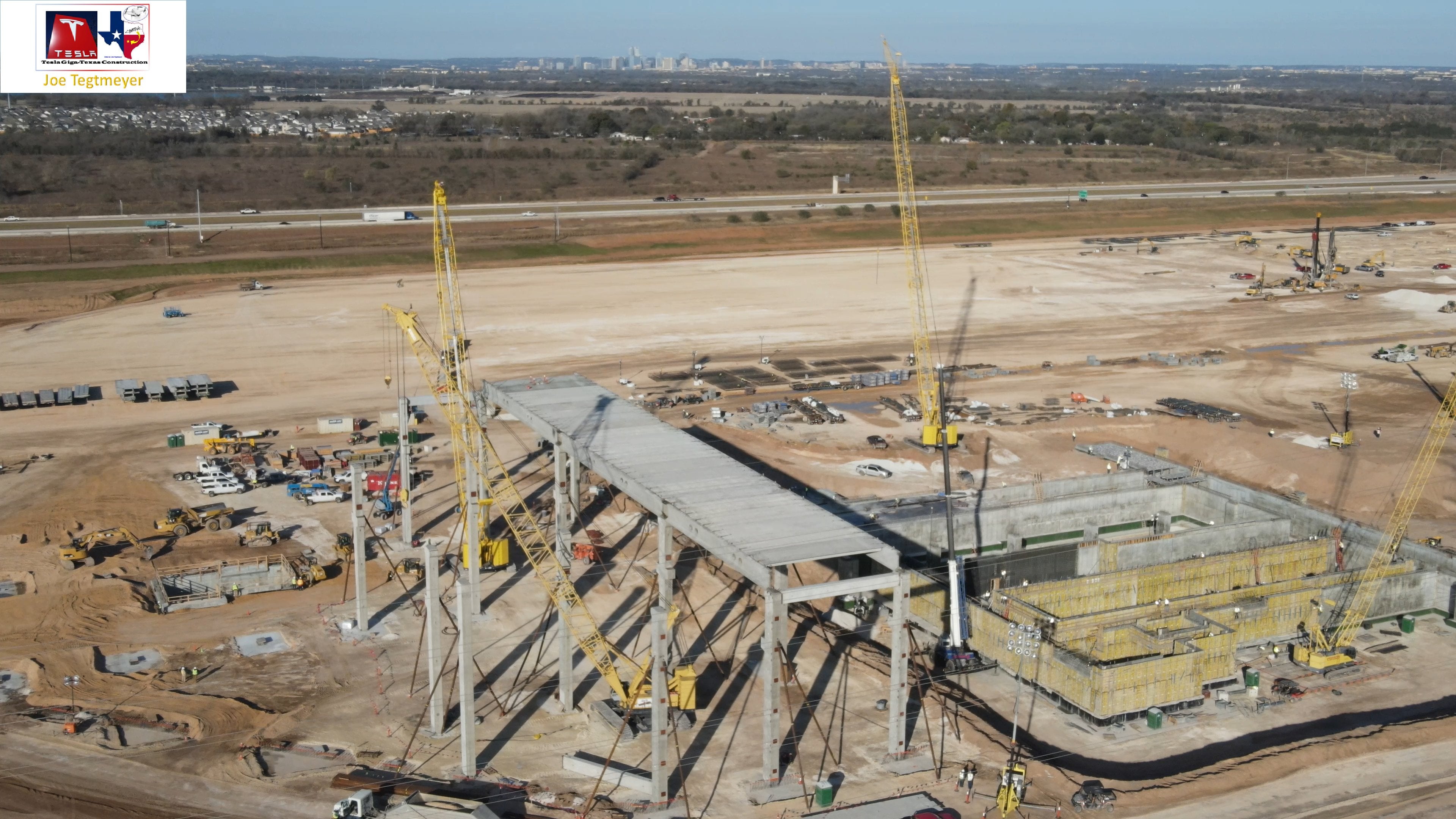 Tesla Giga Texas Accelerates Construction as First Roof Goes Up