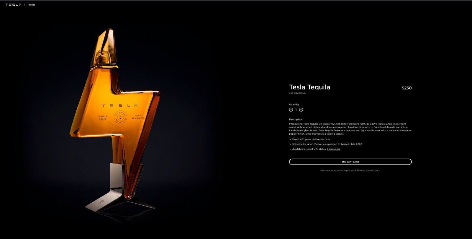 Tesla Launches Tequila For $250 Each, Limited 2 Per Person