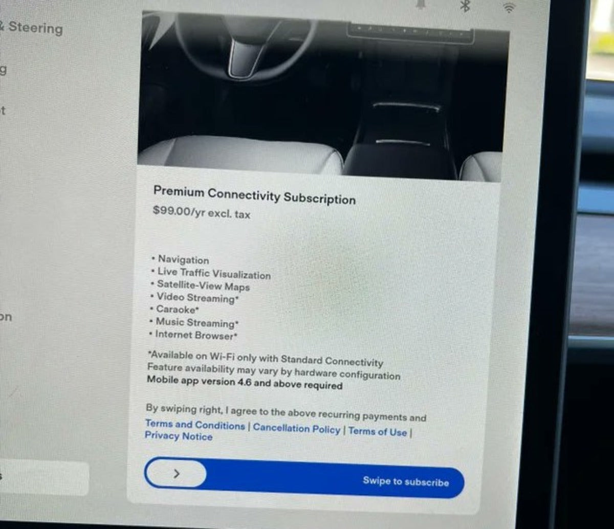 Tesla Launches Premium Connectivity Annual Subscription for Just $99
