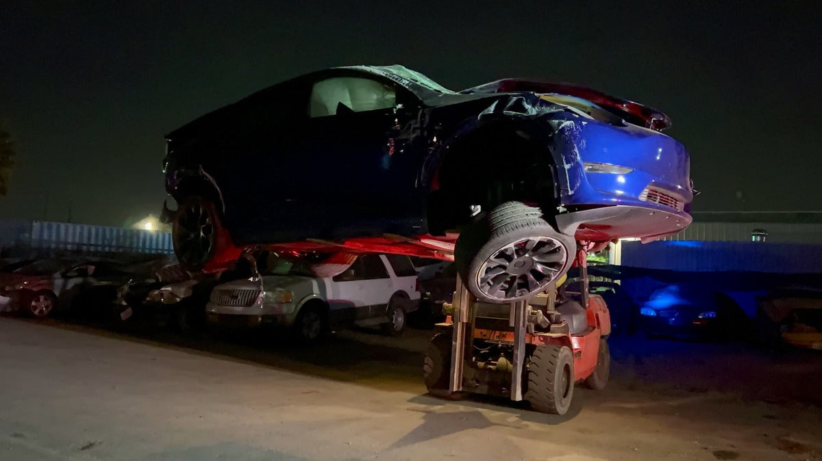 Tesla Model Y Occupants Walk Away After Their Car Rolls Over 3 Times in Horrific Accident