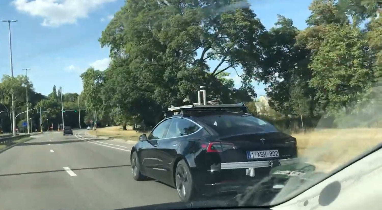 A Tesla Model 3 Spotted with a Possible Lidar System in Belgium