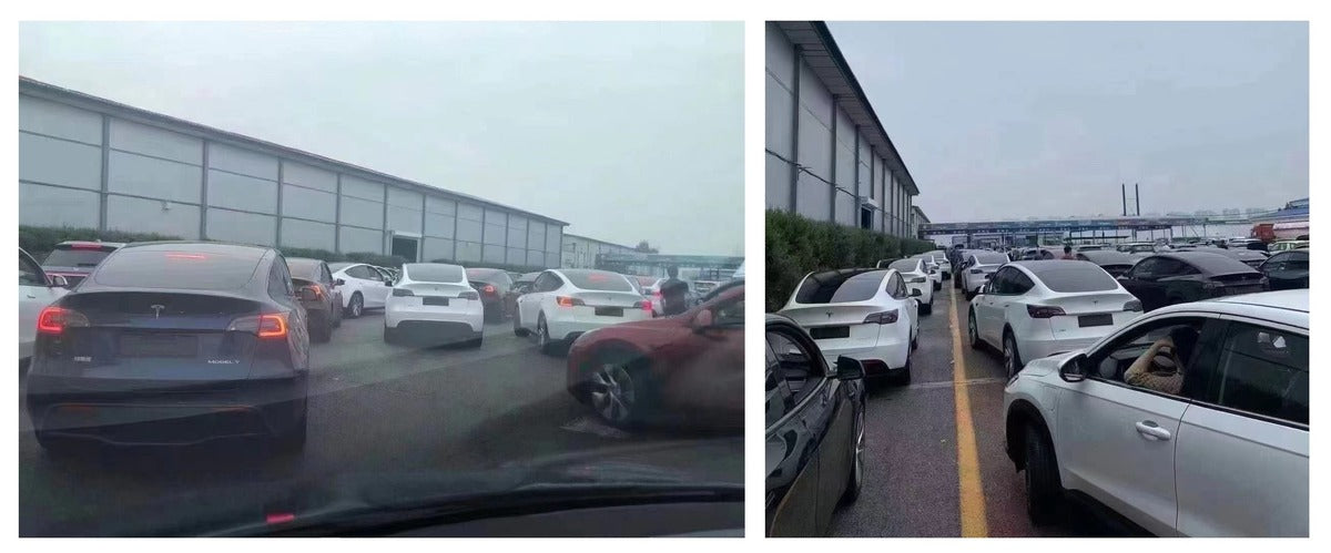 Tesla Model Ys Flood Beijing China DMV Awaiting Registration