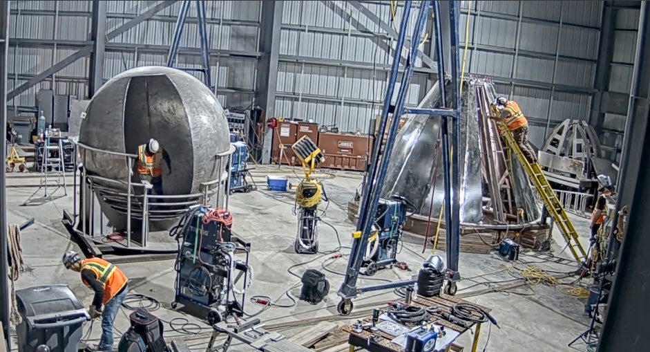 Elon Musk shared a photo of  Starship SN1 progress from SpaceX's assembly site at Boca Chica Beach Texas