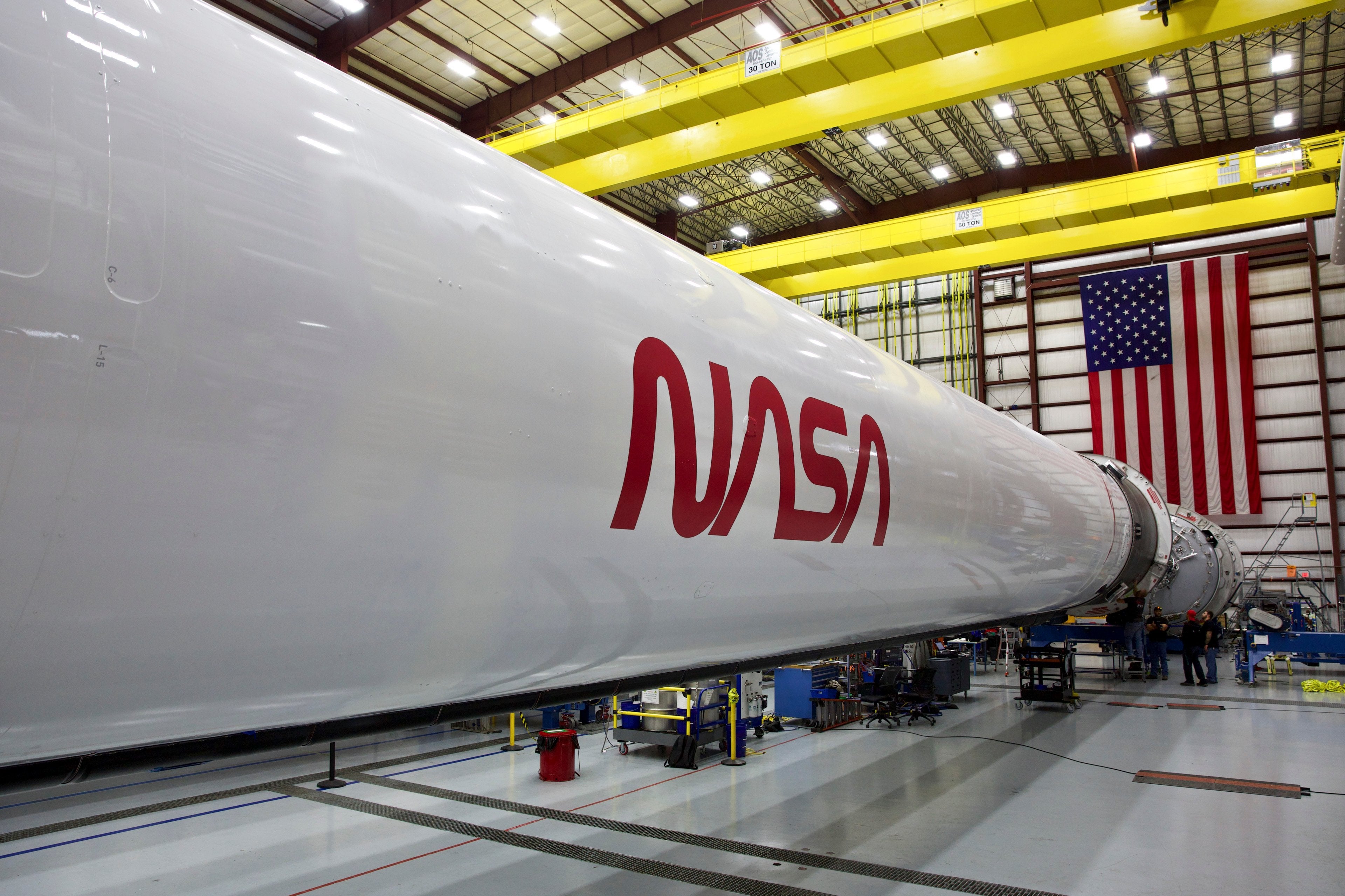 SpaceX adds retro NASA logo to Falcon 9 that will launch Dragon on its first crewed flight