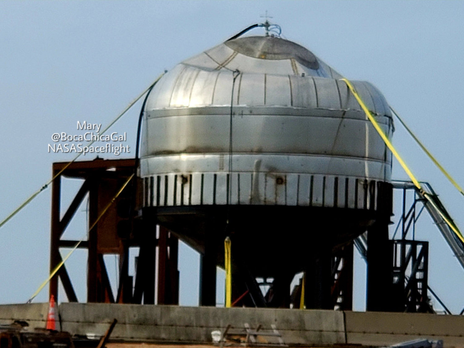 SpaceX conducted a pressure test on a Starship dome tank at Boca Chica today
