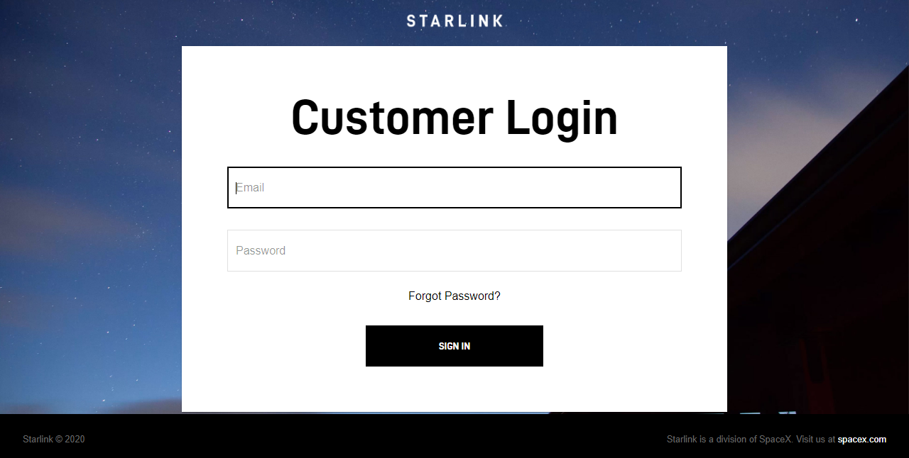 SpaceX adds 'Customer Login' page to Starlink website and requests addresses ahead of Beta test