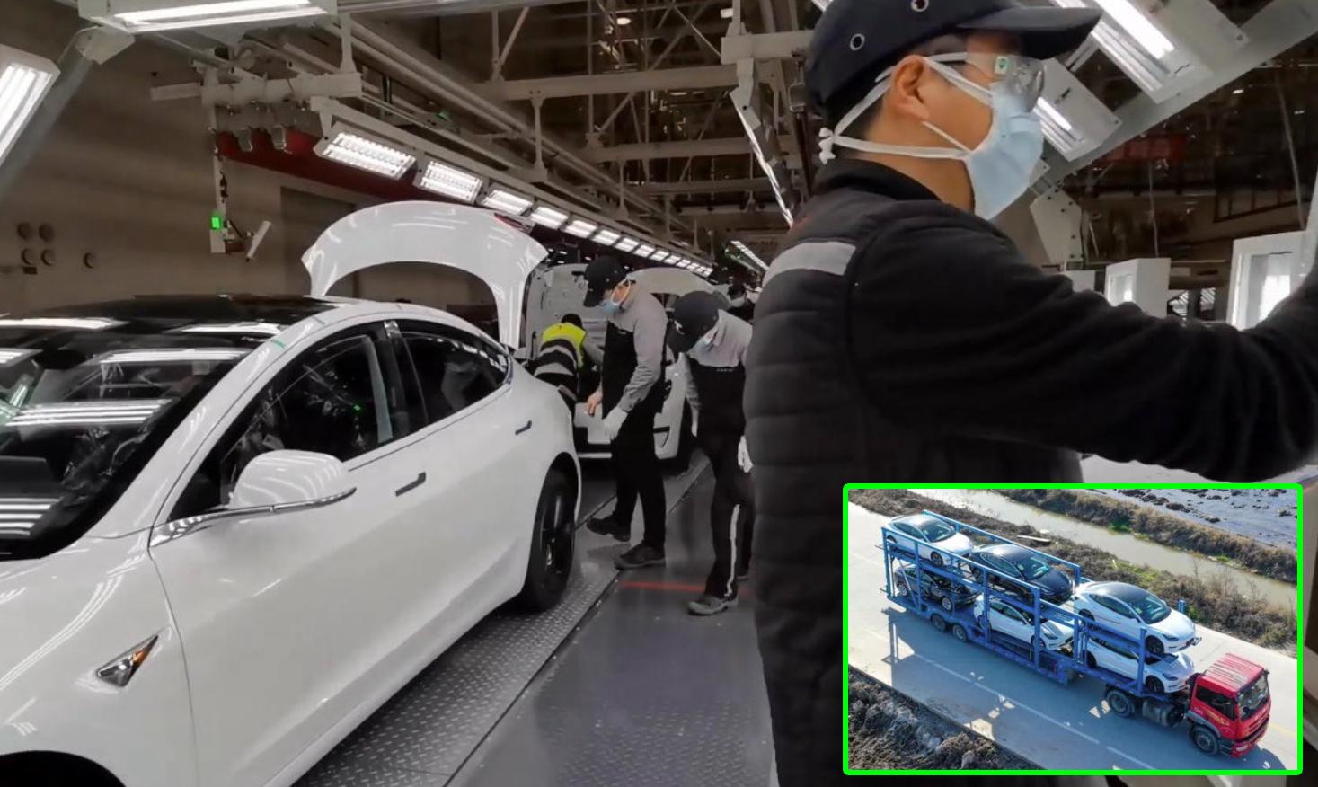 Tesla Giga 3 Shanghai Resumes Fully Production, Many China-Made Model 3 on Transport [Video]