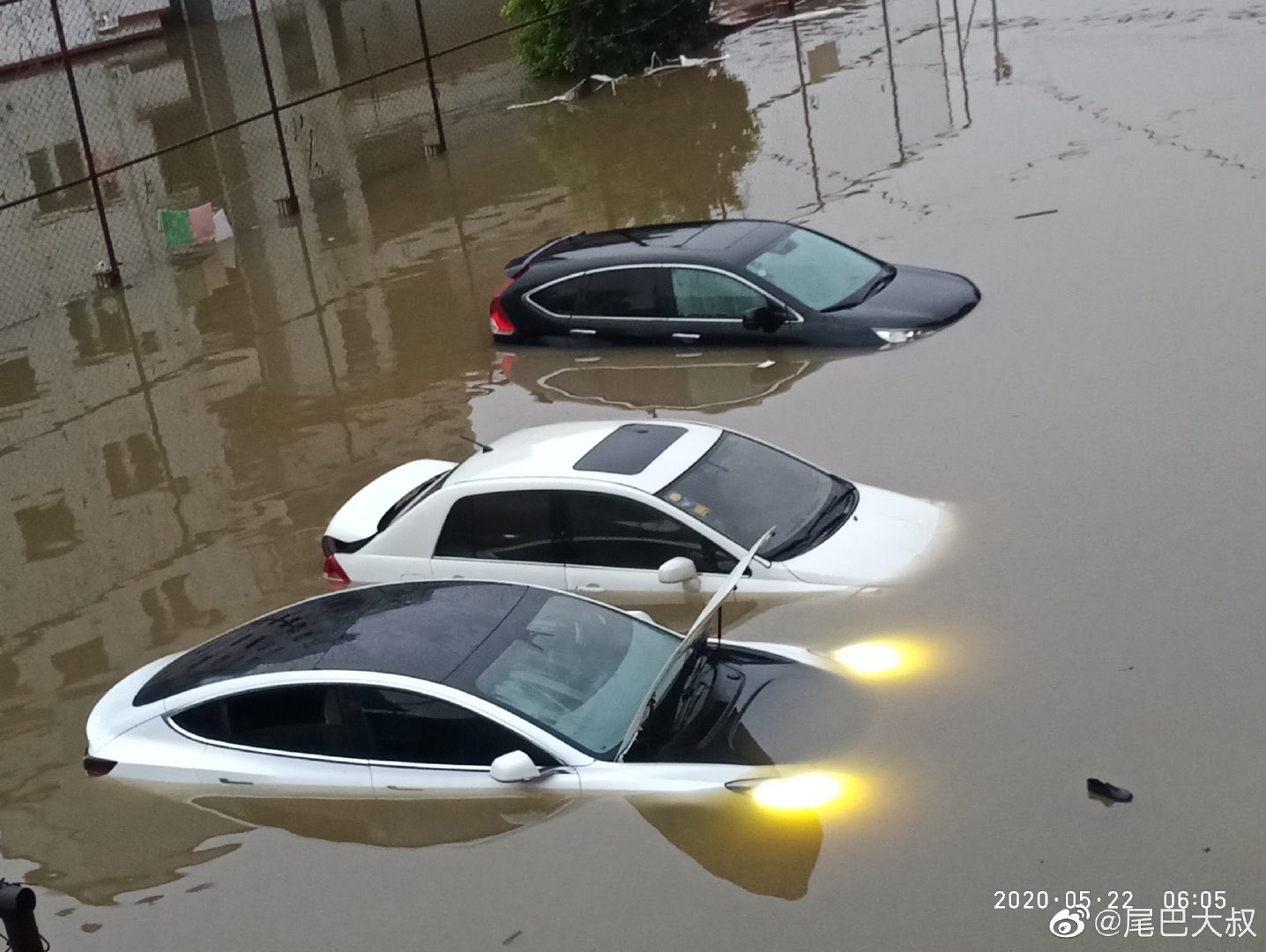 Tesla-MIC-Model-3-sumberged-in-flood