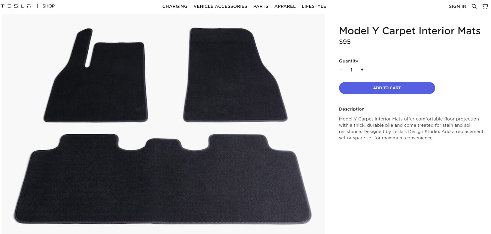 Tesla Adds Model Y Carpet Floor Mats and Frunk Trunk Mat To The Online Shop