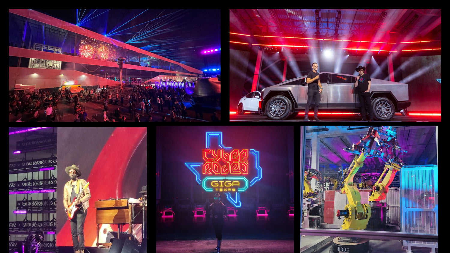 Elon Musk's Tesla Gigafactory Texas Cyber Rodeo Party Was Incredible –Cars, robots, music, bull riding, drone show, even a tattoo parlor & petting zoo!