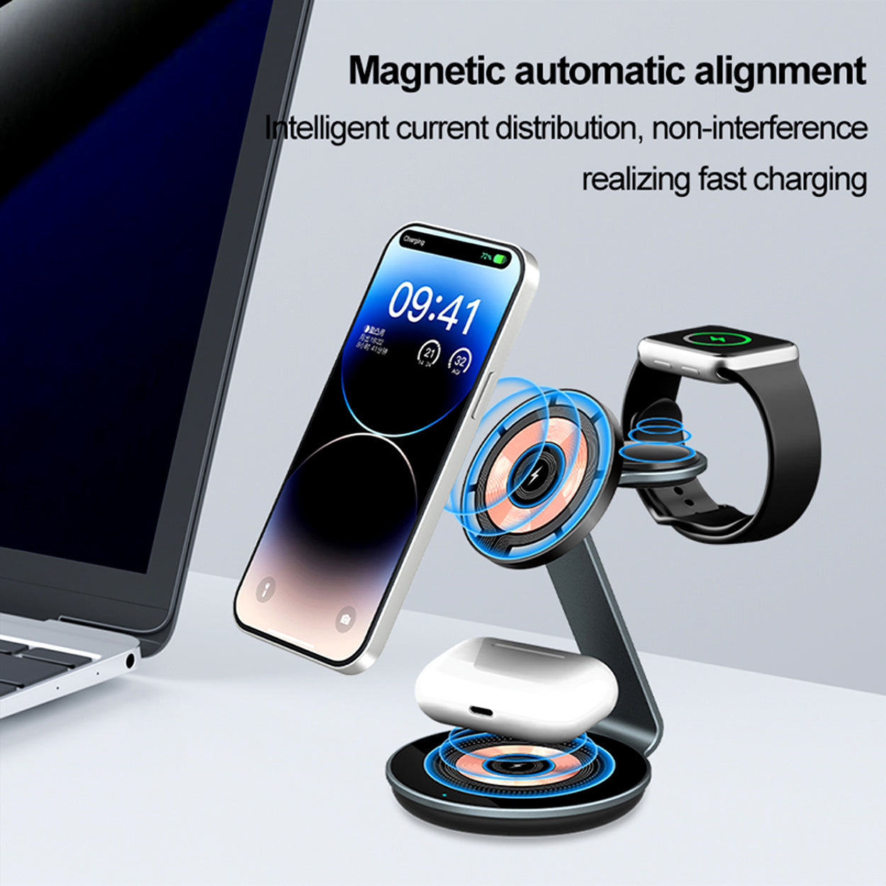 3-in-1 Magnetic Wireless Charging Station - VS2 - 4