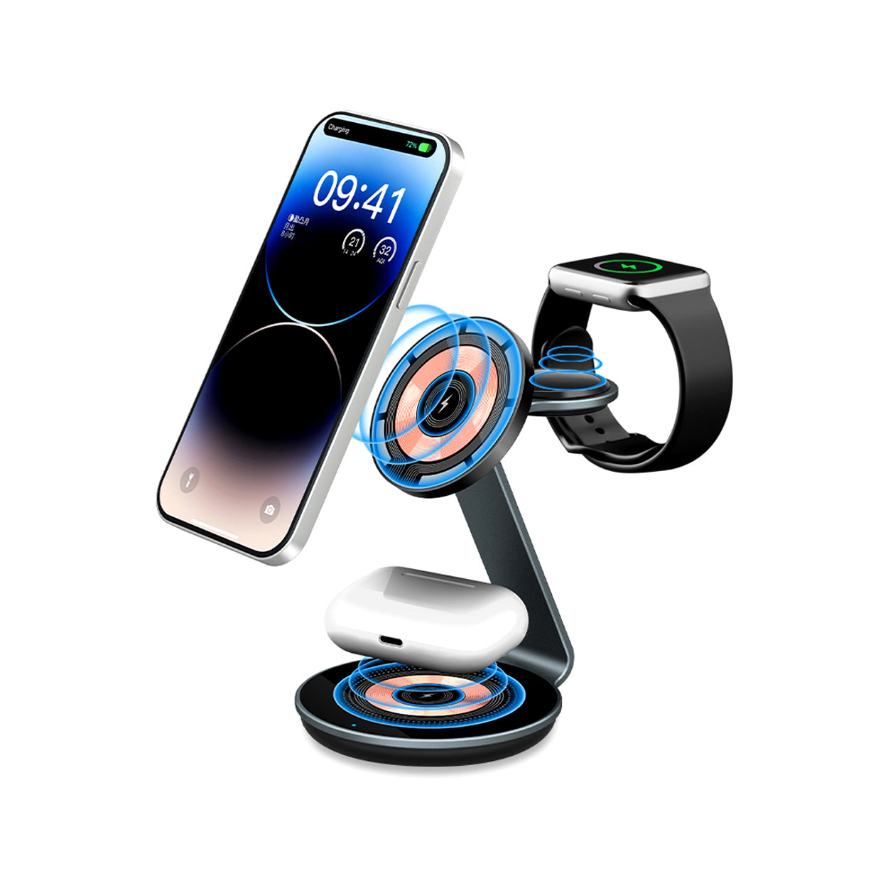 3-in-1 Magnetic Wireless Charging Station - VS2 - 6