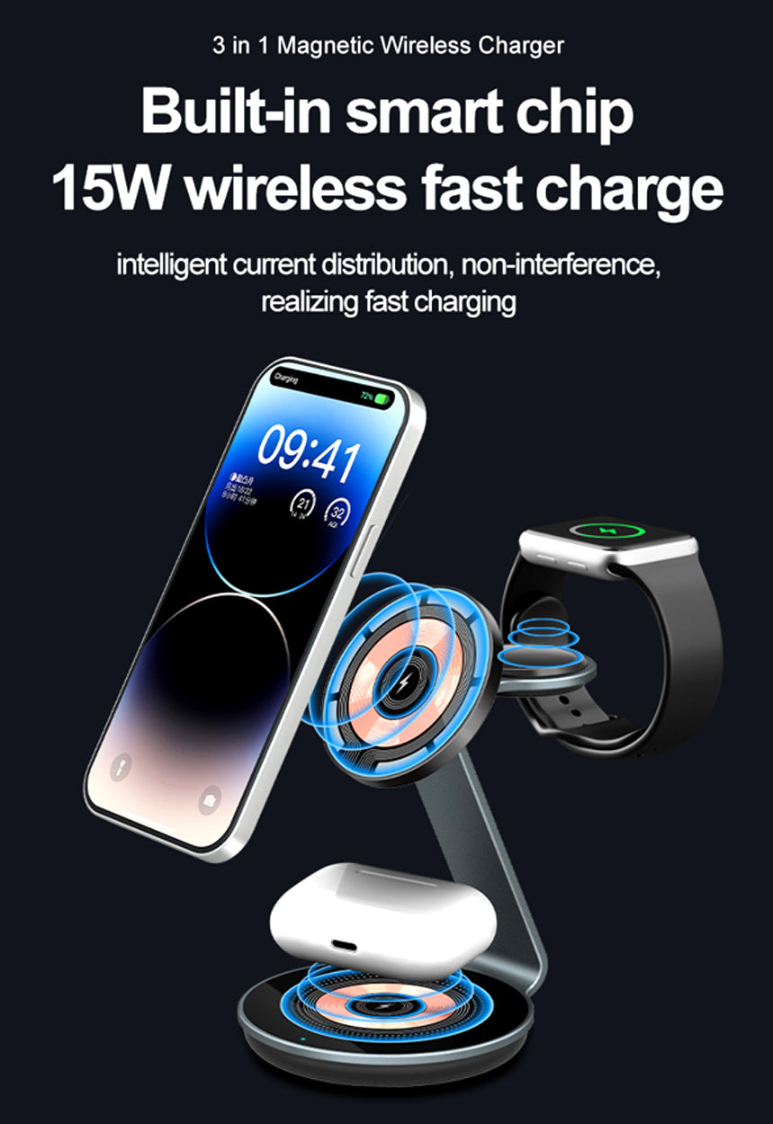 3-in-1 Magnetic Wireless Charging Station - VS2 - 7