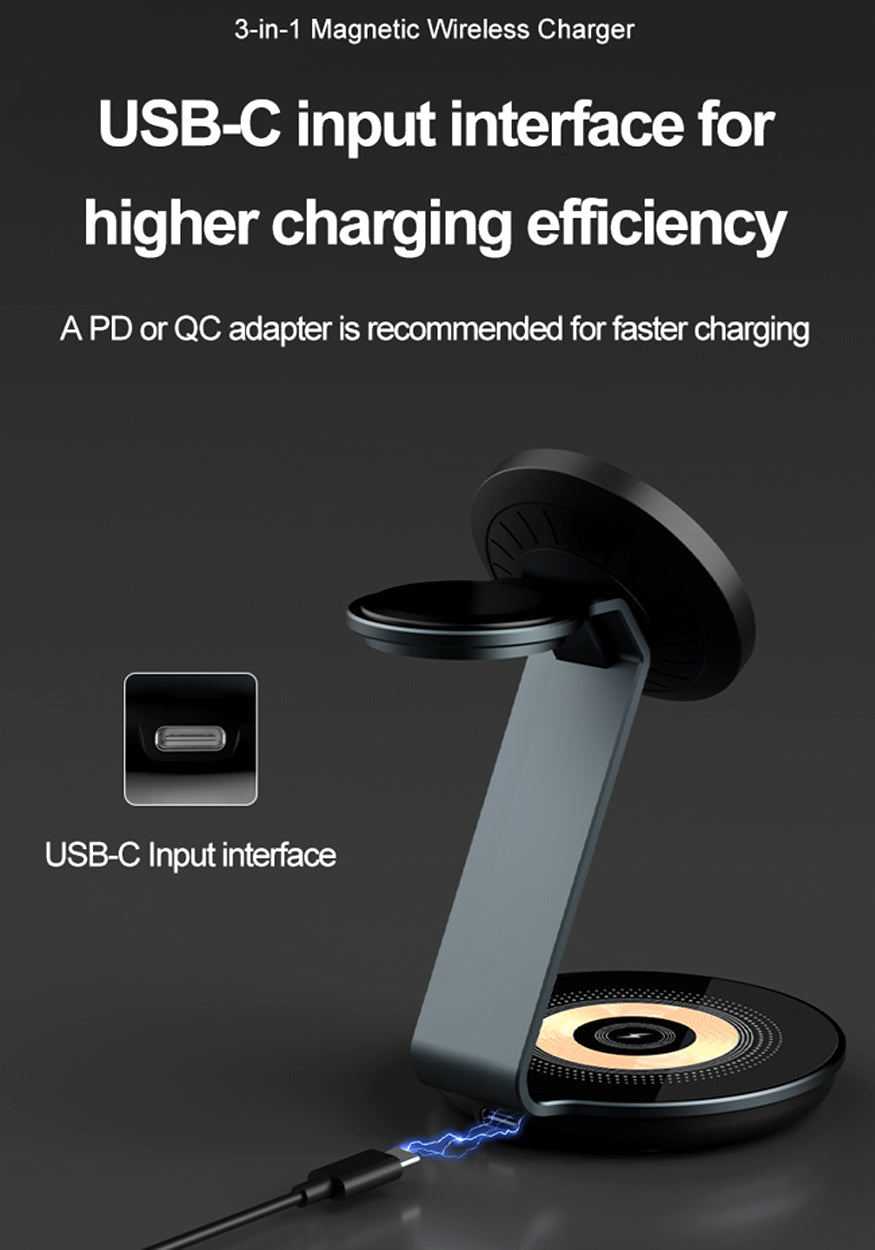 3-in-1 Magnetic Wireless Charging Station - VS2 - 9