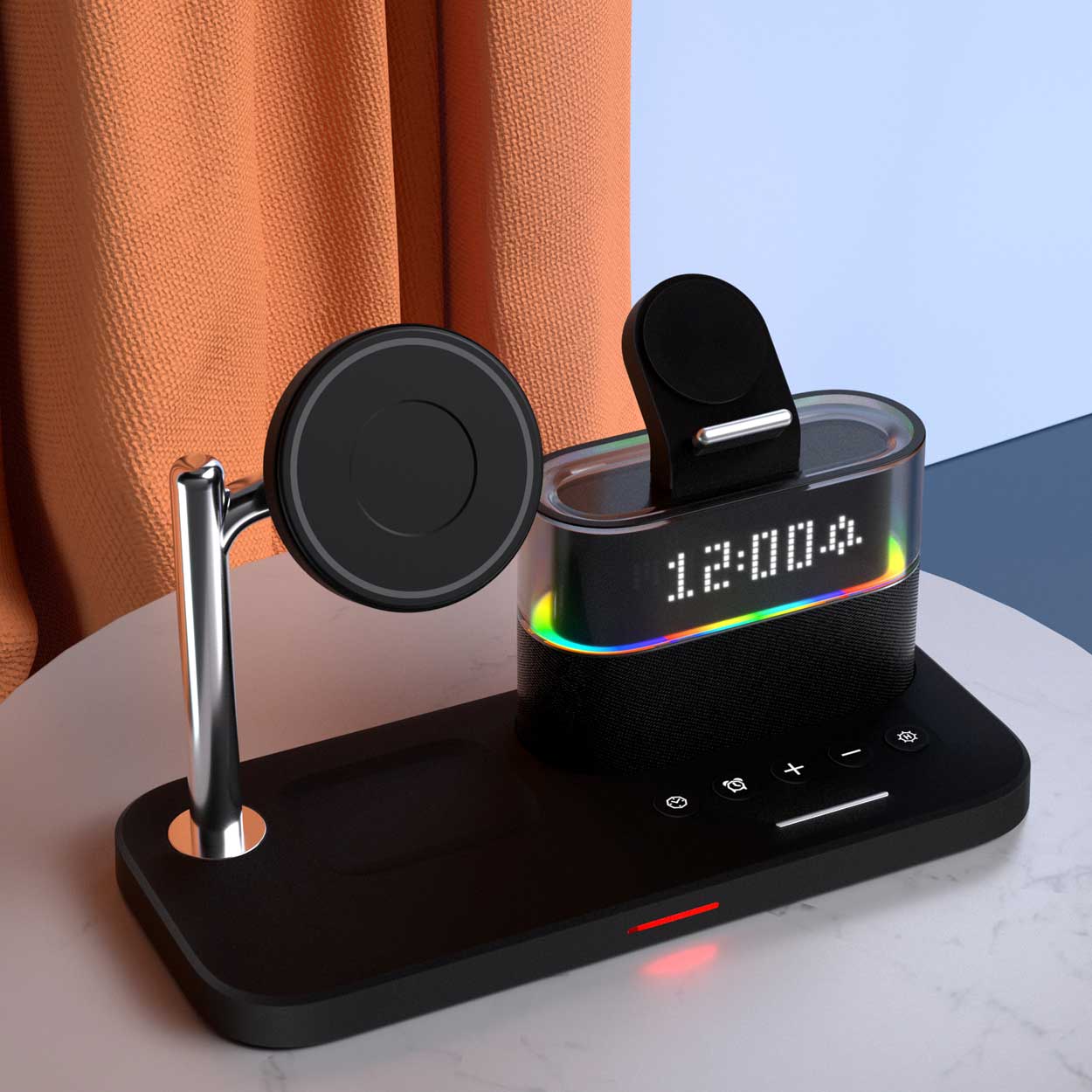 3-in-1 Magnetic Wireless Charging Station with Alarm Clock - 2