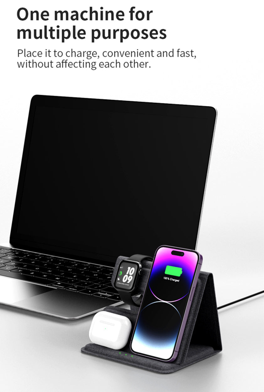 3-in-1 Foldable 15W Magnetic Wireless Charging Station - 5