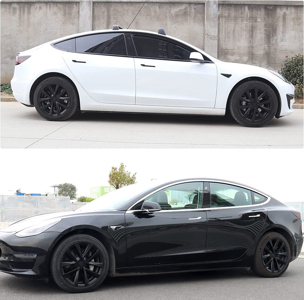 2017-2024 Tesla Model 3 Wheel Covers Hub Caps (18 in) - Matte Black
