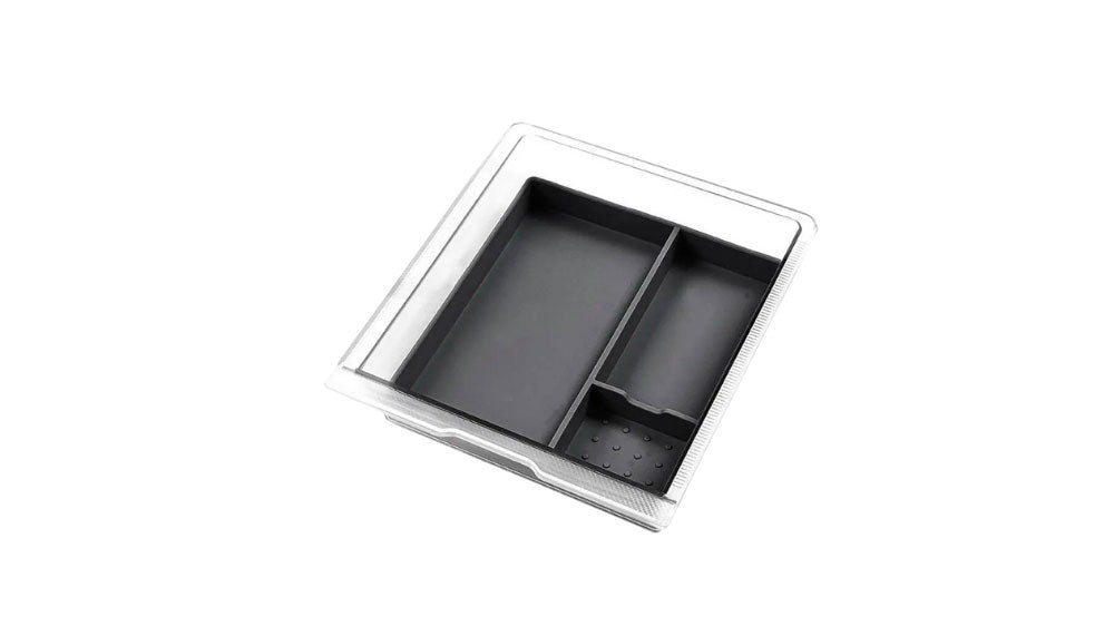 2024 Tesla Model 3 Highland Center Console Middle Tray Organizer - Clear / Rubber