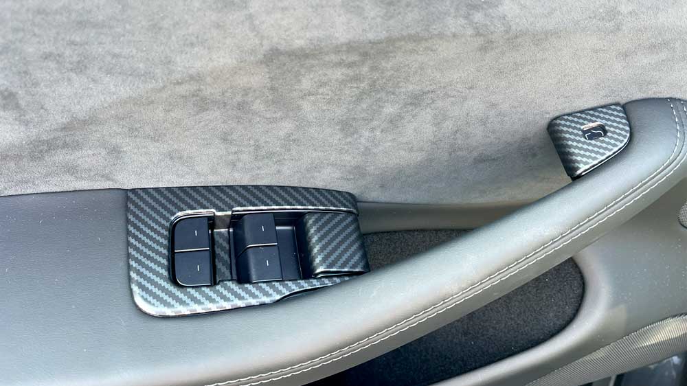 2024 Tesla Model 3 Highland Door Button Trims - Carbon Print - Driver