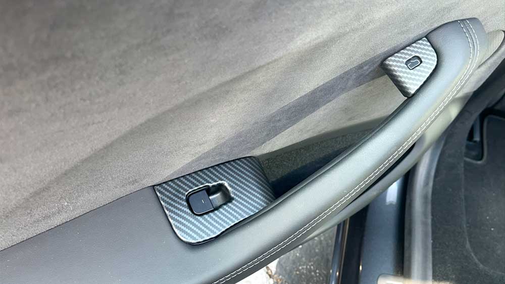 2024 Tesla Model 3 Highland Door Button Trims - Carbon Print - Rear Left