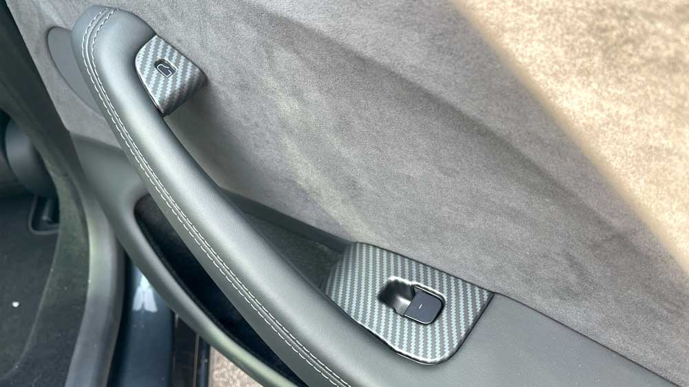 2024 Tesla Model 3 Highland Door Button Trims - Carbon Print - Rear Right