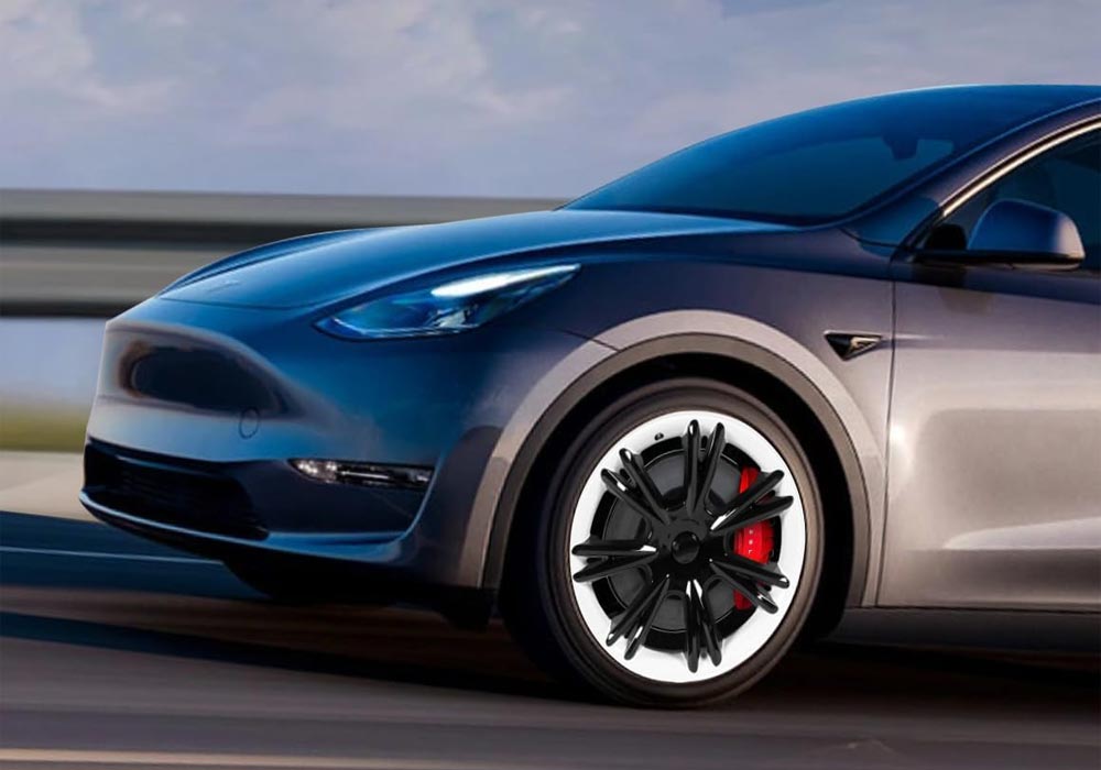 Tesla Model Y Wheel Covers Hub Caps (19 in) - B&W - 3