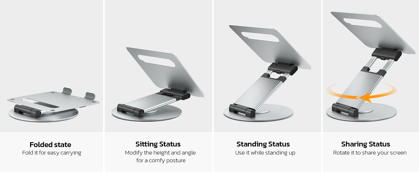 Ergonomic Laptop Stand with 360 Rotating Base and Adjustable Height - 10