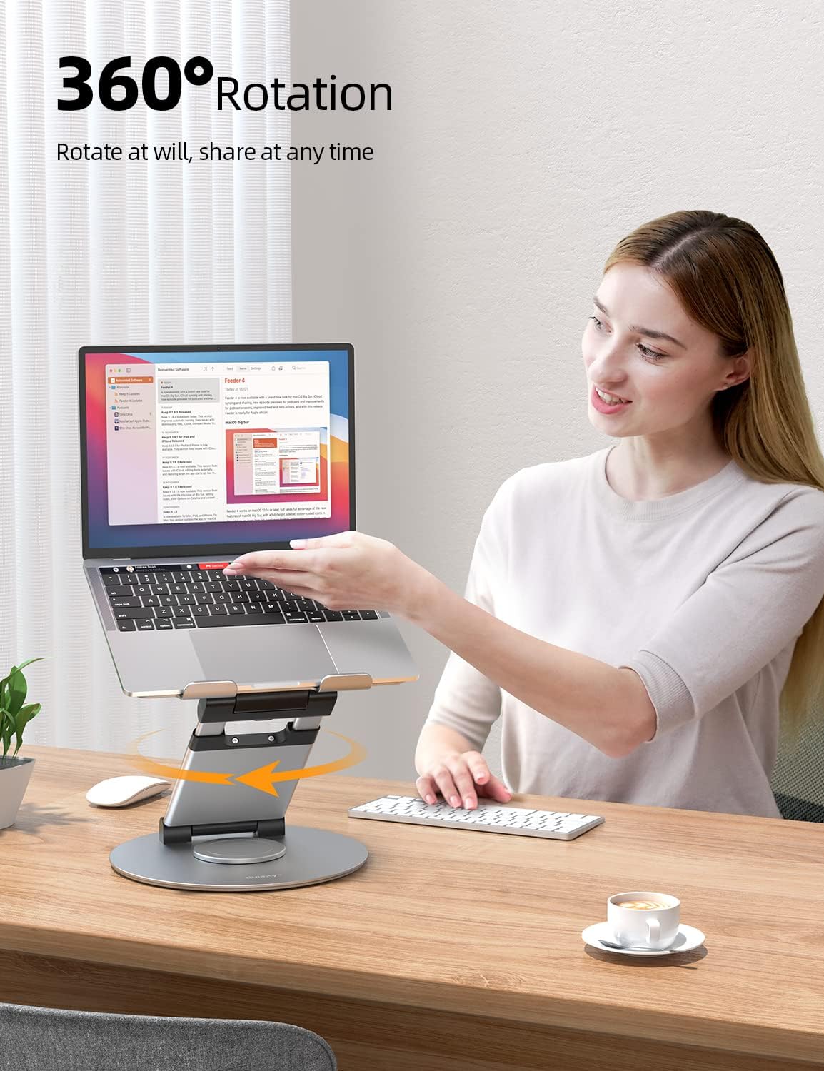 Ergonomic Laptop Stand with 360 Rotating Base and Adjustable Height - 3