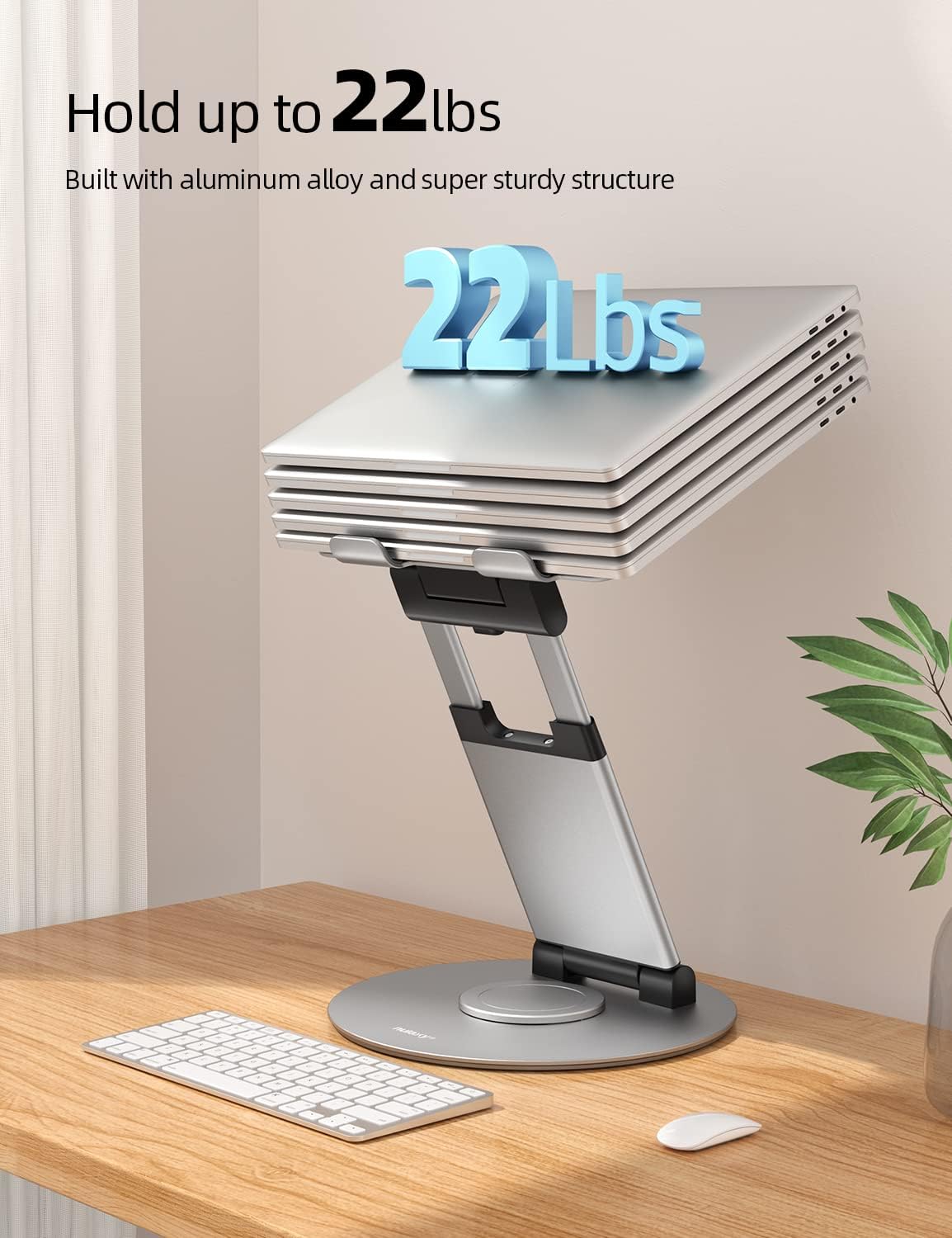 Ergonomic Laptop Stand with 360 Rotating Base and Adjustable Height - 6