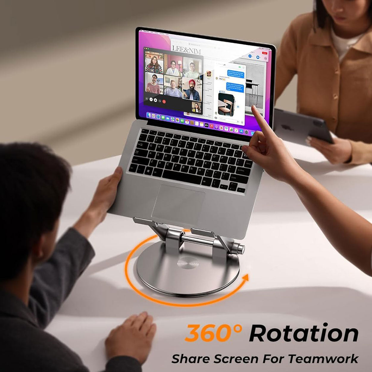 Ergonomic Laptop Stand with 360 Rotating Base and Adjustable Tilt - 5